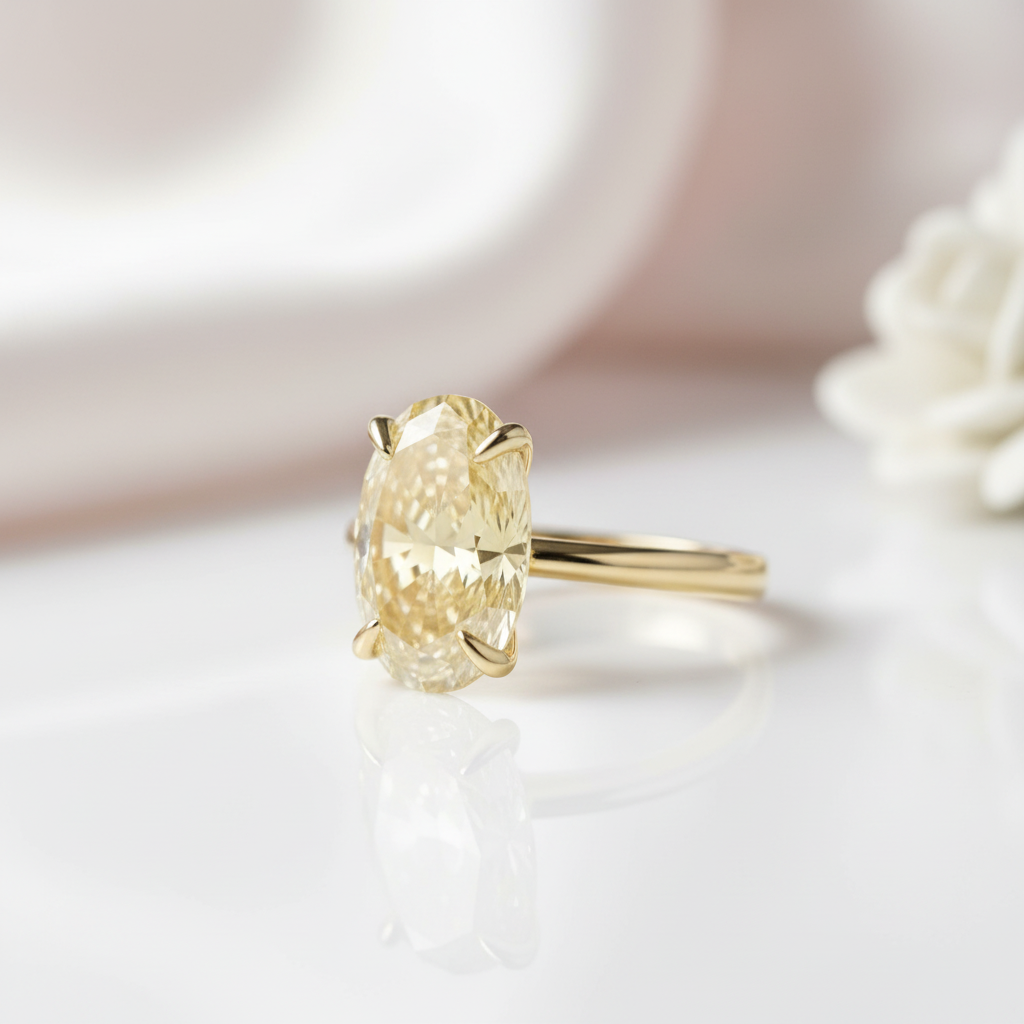 Yellow Gold Oval Cut Diamond Option Engagement Ring-Black Diamonds New York