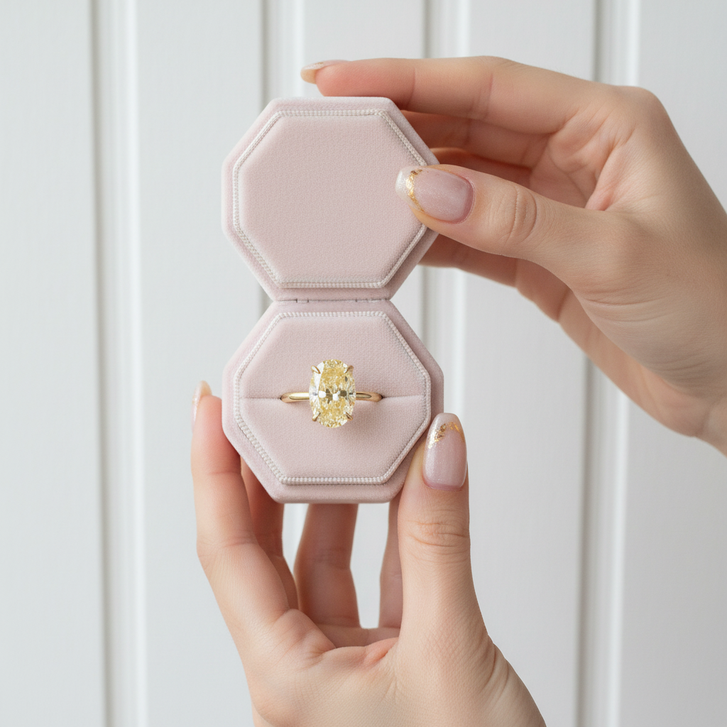 Yellow Gold Oval Cut Diamond Engagement Ring-Black Diamonds New York