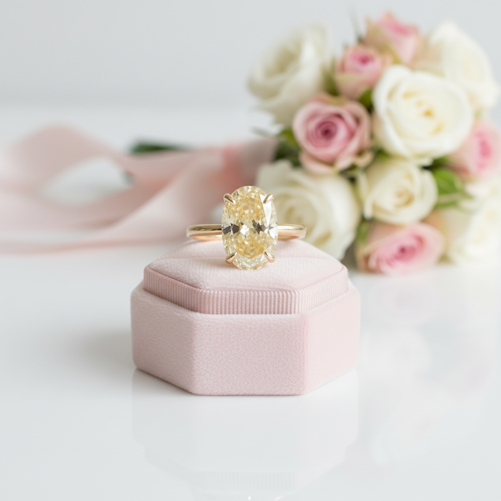 Yellow Gold Oval Cut Diamond Option Engagement Ring-Black Diamonds New York