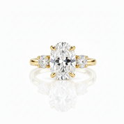 Yellow Gold Oval Cut Diamond Option Three Stone Engagement Ring-Black Diamonds New York