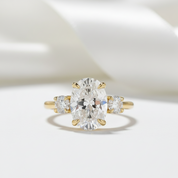 Yellow Gold Oval Cut Diamond Three Stone Engagement Ring-Black Diamonds New York
