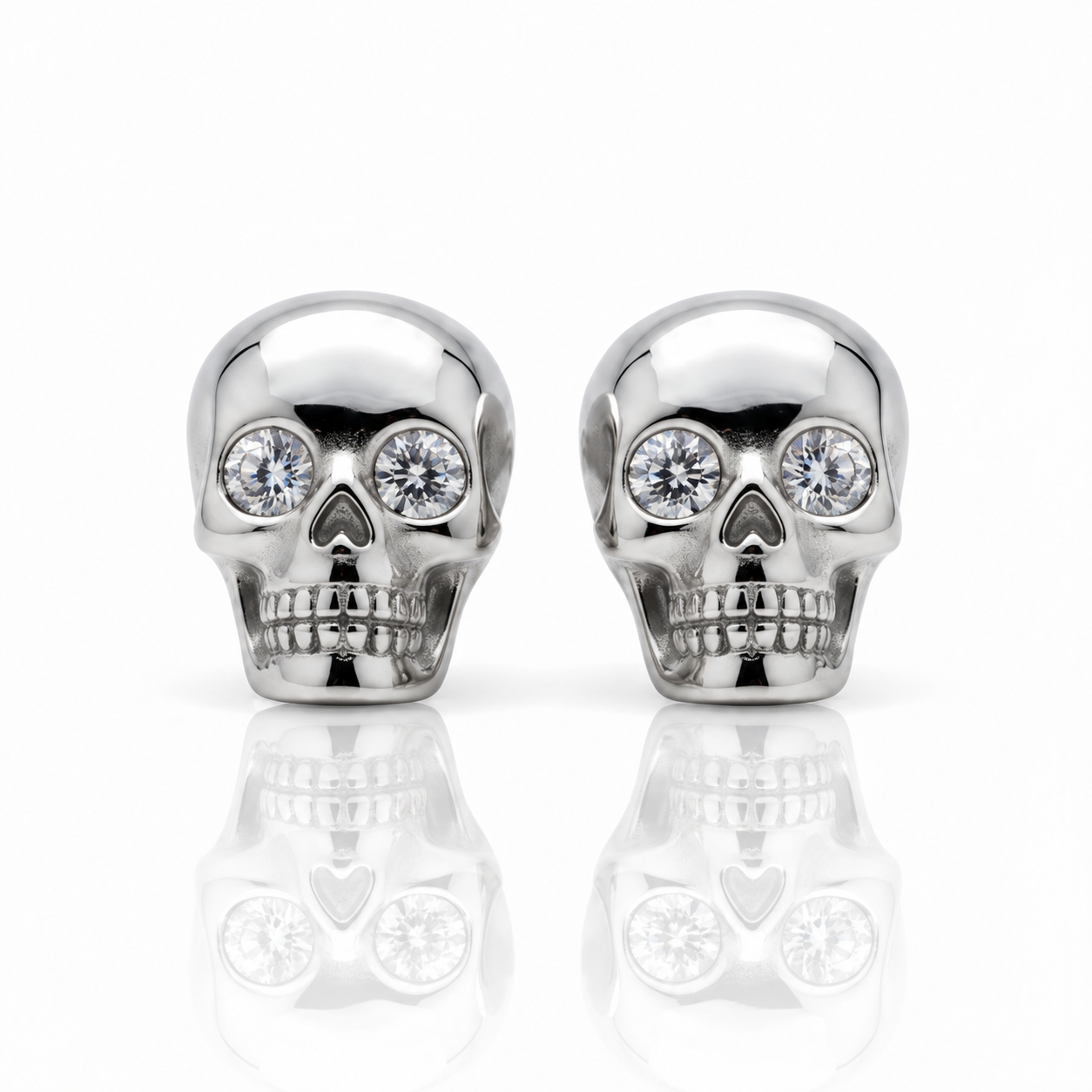 Yellow Gold Skull Diamond Option Screw Stud Earrings-Black Diamonds New York