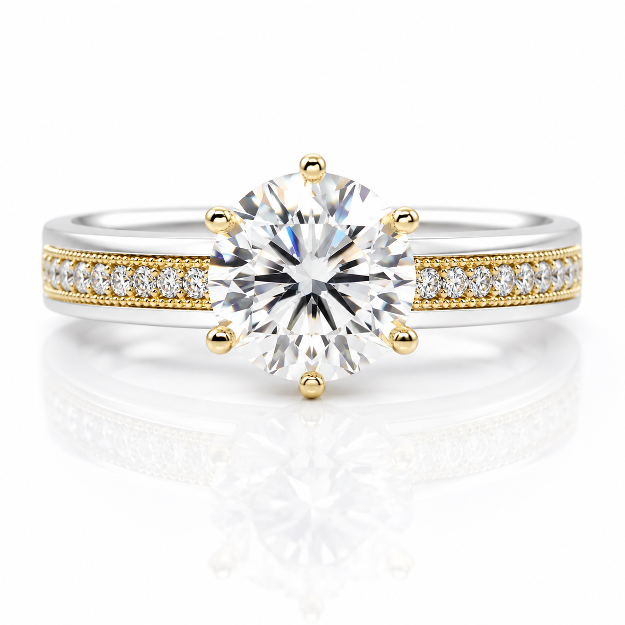 Yellow Gold Sparkling Diamond Option Engagement Ring-Black Diamonds New York