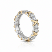 Yellow Gold X Diamond Option Two-Tone Wedding Band-Black Diamonds New York