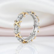 Yellow Gold X Diamond Option Two-Tone Wedding Band-Black Diamonds New York