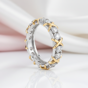 Yellow Gold X Diamond Option Two-Tone Wedding Band-Black Diamonds New York