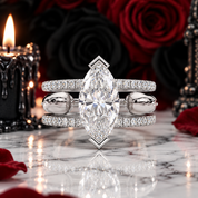 You & Me Rings- 14K Rose Gold Gothic Wedding Rings-Black Diamonds New York