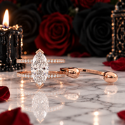 You & Me Rings- 14K Rose Gold Gothic Wedding Rings-Black Diamonds New York