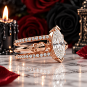 You & Me Rings- 14K Rose Gold Gothic Wedding Rings-Black Diamonds New York