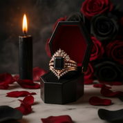 You Are Worth It- Black Emerald Cut Diamond Gothic Promise Ring Set-Black Diamonds New York