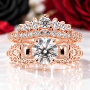 You're My Forever- 1.25 Carat Round Cut Diamond Option Skulls Promise Ring Set-Black Diamonds New York