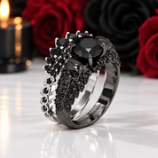 You're My Forever- 1.25 Carat Round Cut Diamond Option Skulls Promise Ring Set-Black Diamonds New York