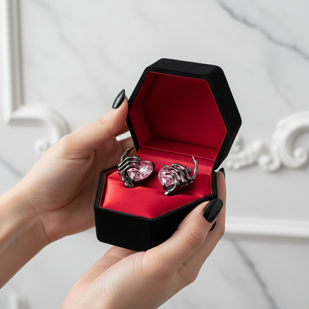 You’ve Got My Heart Forever Gothic Diamond Heart Earrings-Black Diamonds New York