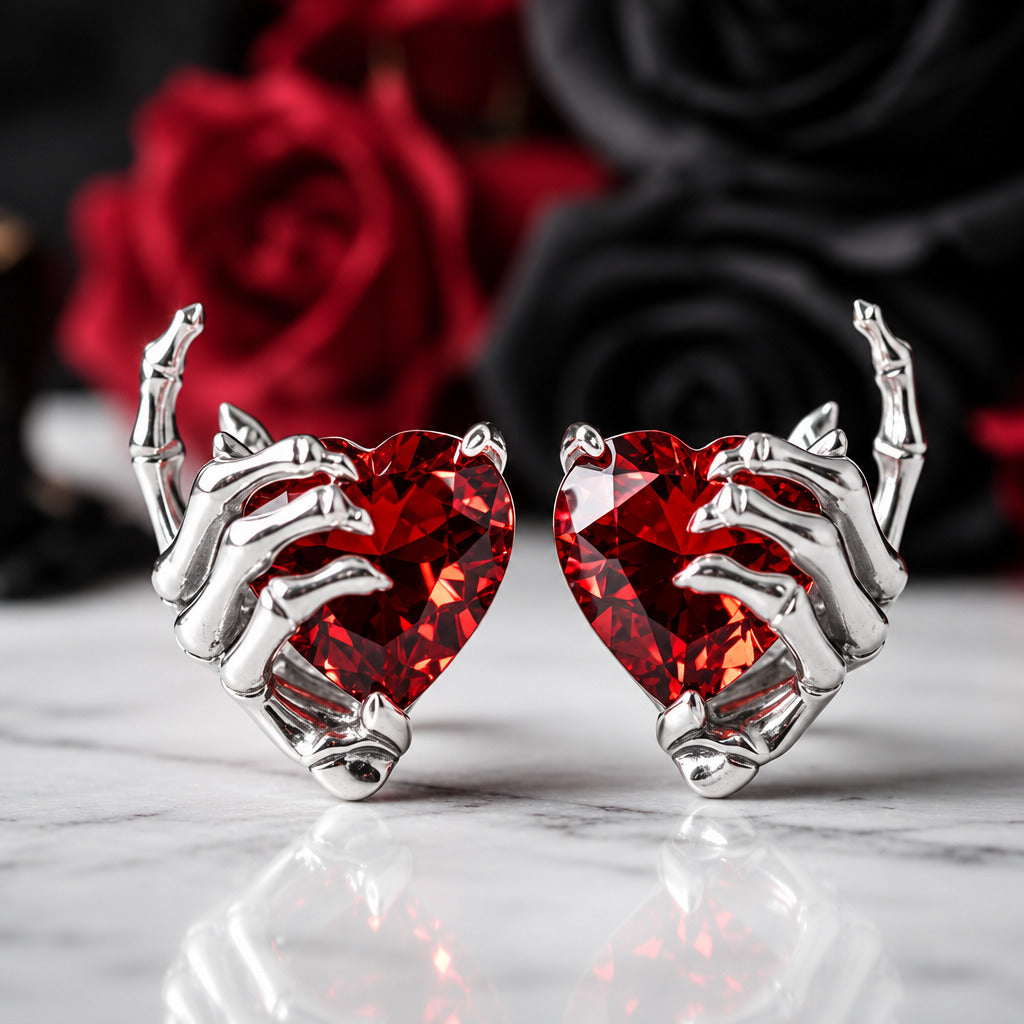 You’ve Got My Heart Forever Gothic Diamond Option Heart Earrings-Black Diamonds New York