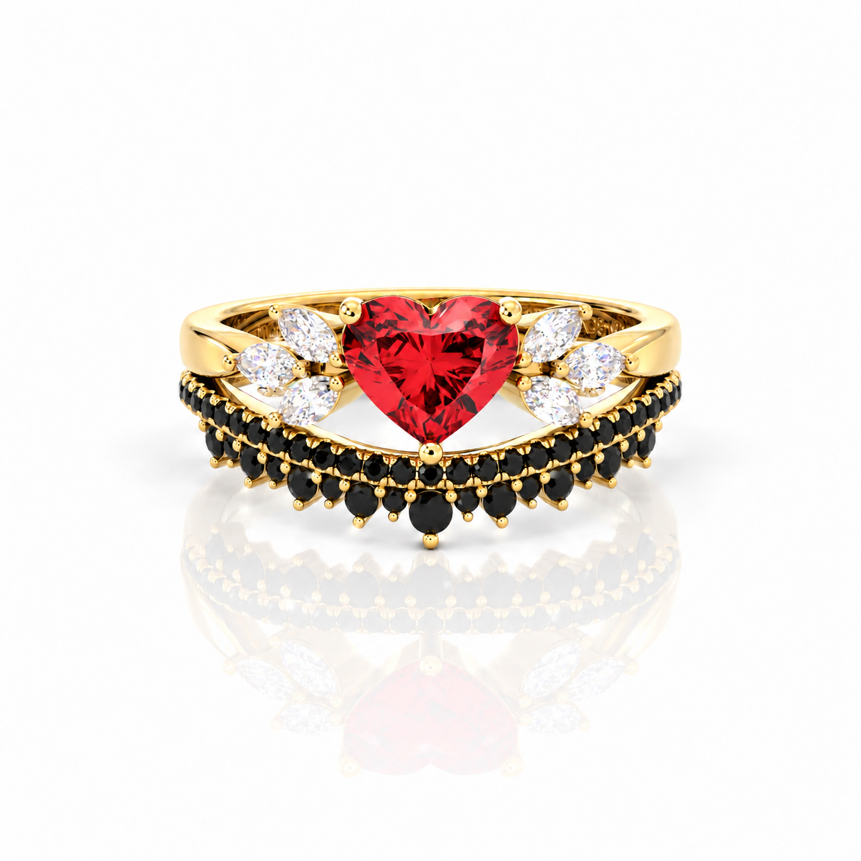 Forever In My Heart- 1.25ct Heart Cut Diamond Option Gothic Promise Ring-Black Diamonds New York