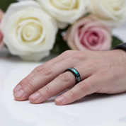 Abalone Shell Men's Titanium Wedding Band-Black Diamonds New York