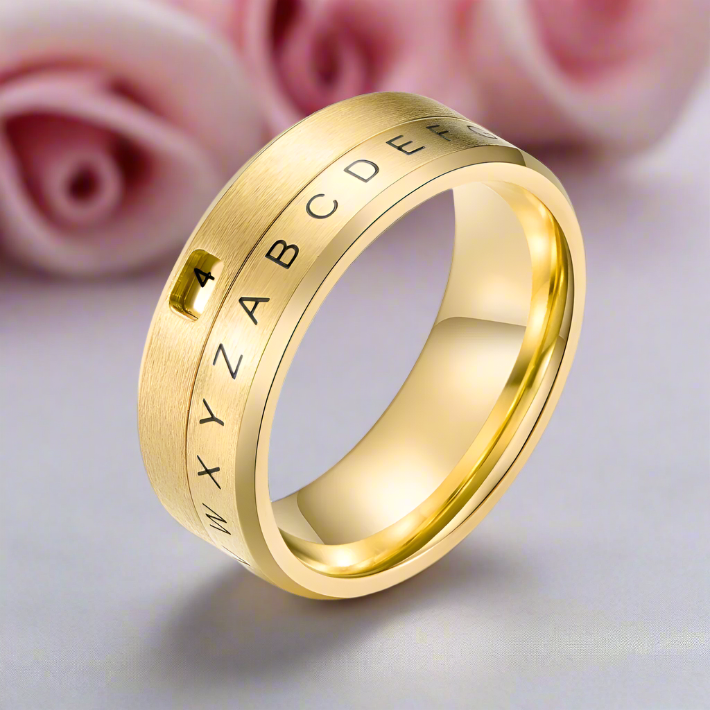 ABCD Titanium Steel Spinner Wedding Band-Black Diamonds New York