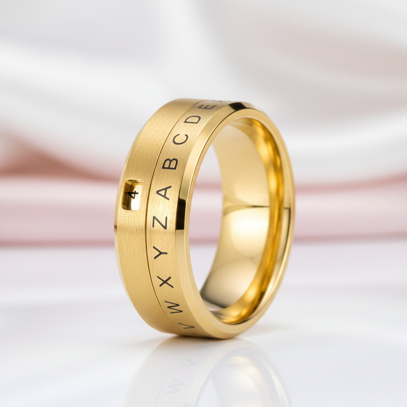 ABCD Titanium Steel Spinner Wedding Band-Black Diamonds New York