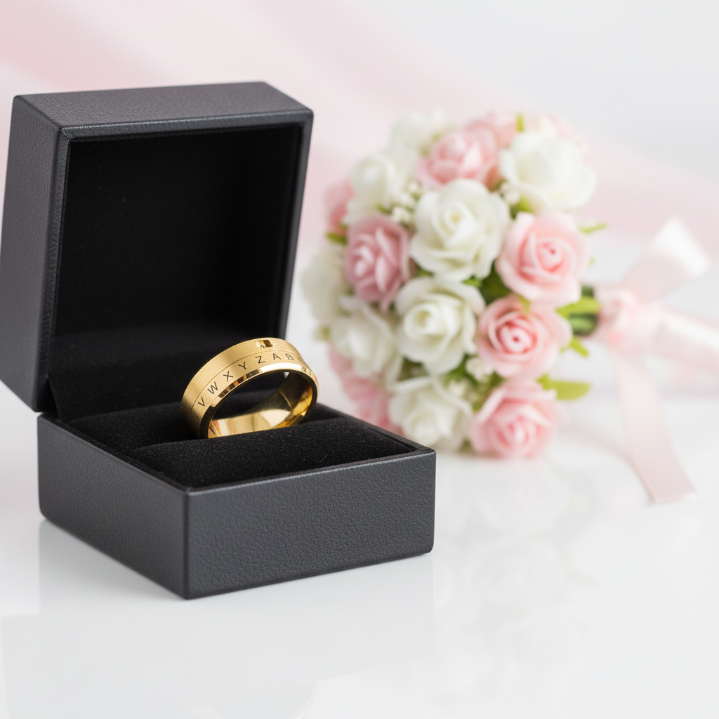 ABCD Titanium Steel Spinner Wedding Band-Black Diamonds New York