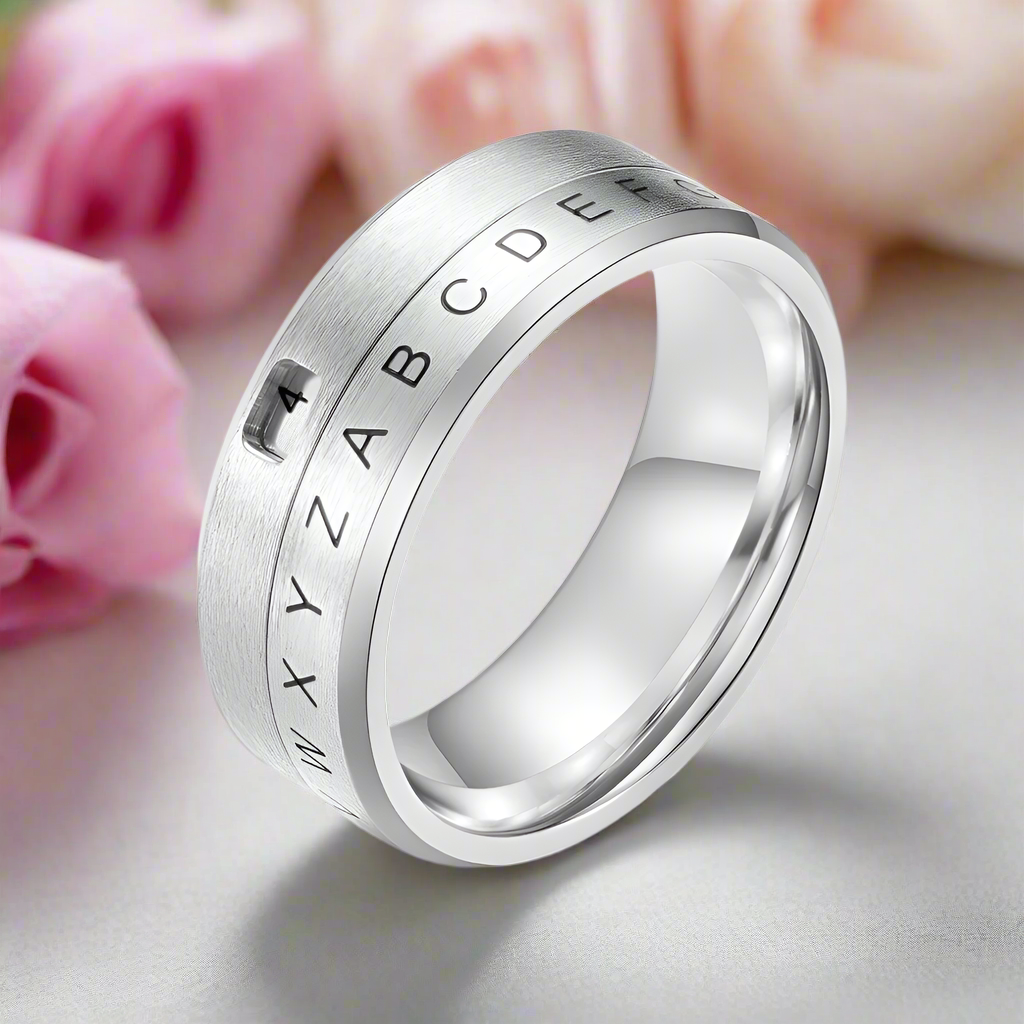 ABCD Titanium Steel Spinner Wedding Band-Black Diamonds New York