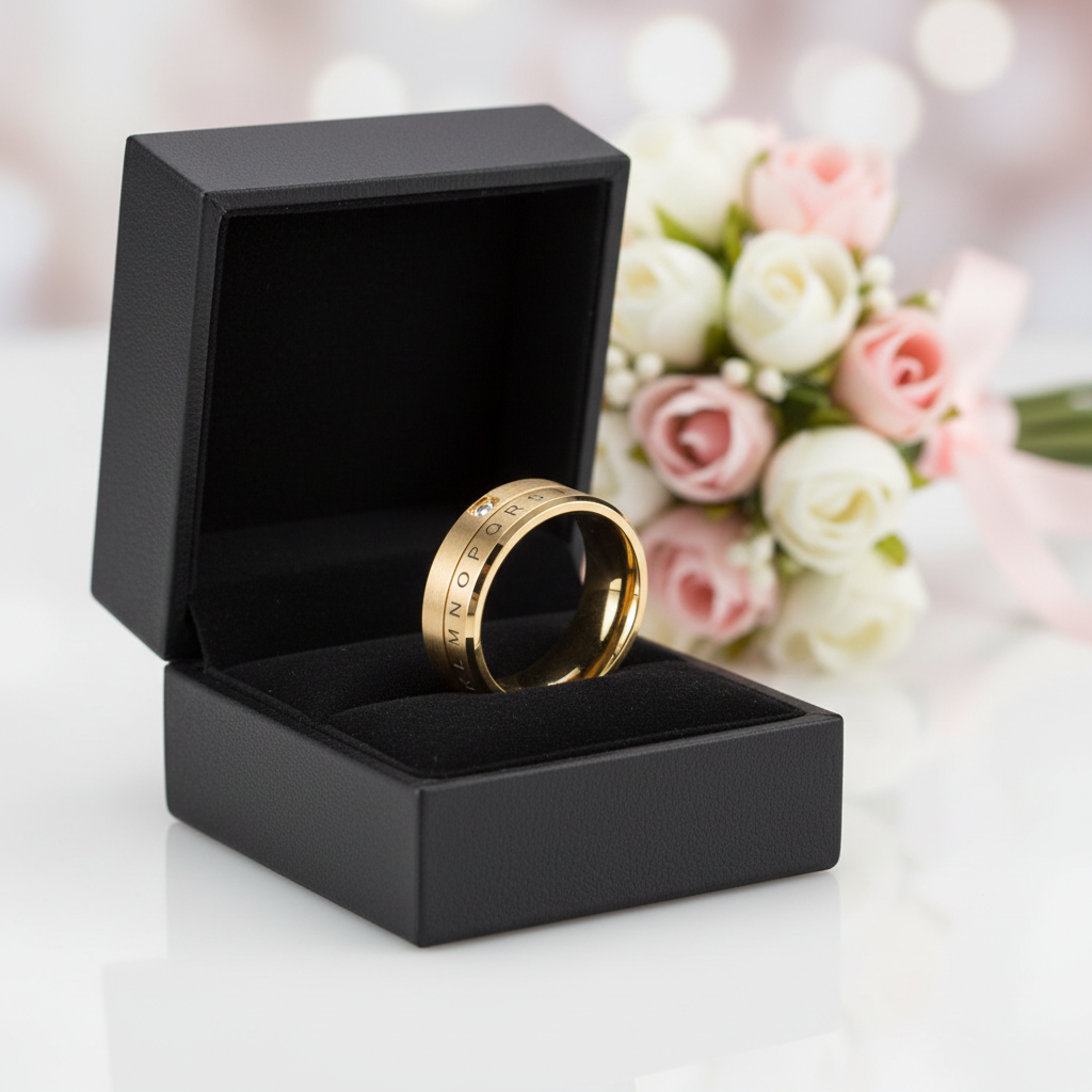 ABCD Titanium Steel Spinner Wedding Band-Black Diamonds New York