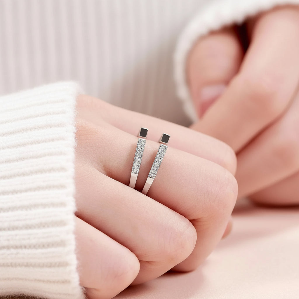 Adjustable Open Guard Diamond Enhancer Wedding Band-Black Diamonds New York