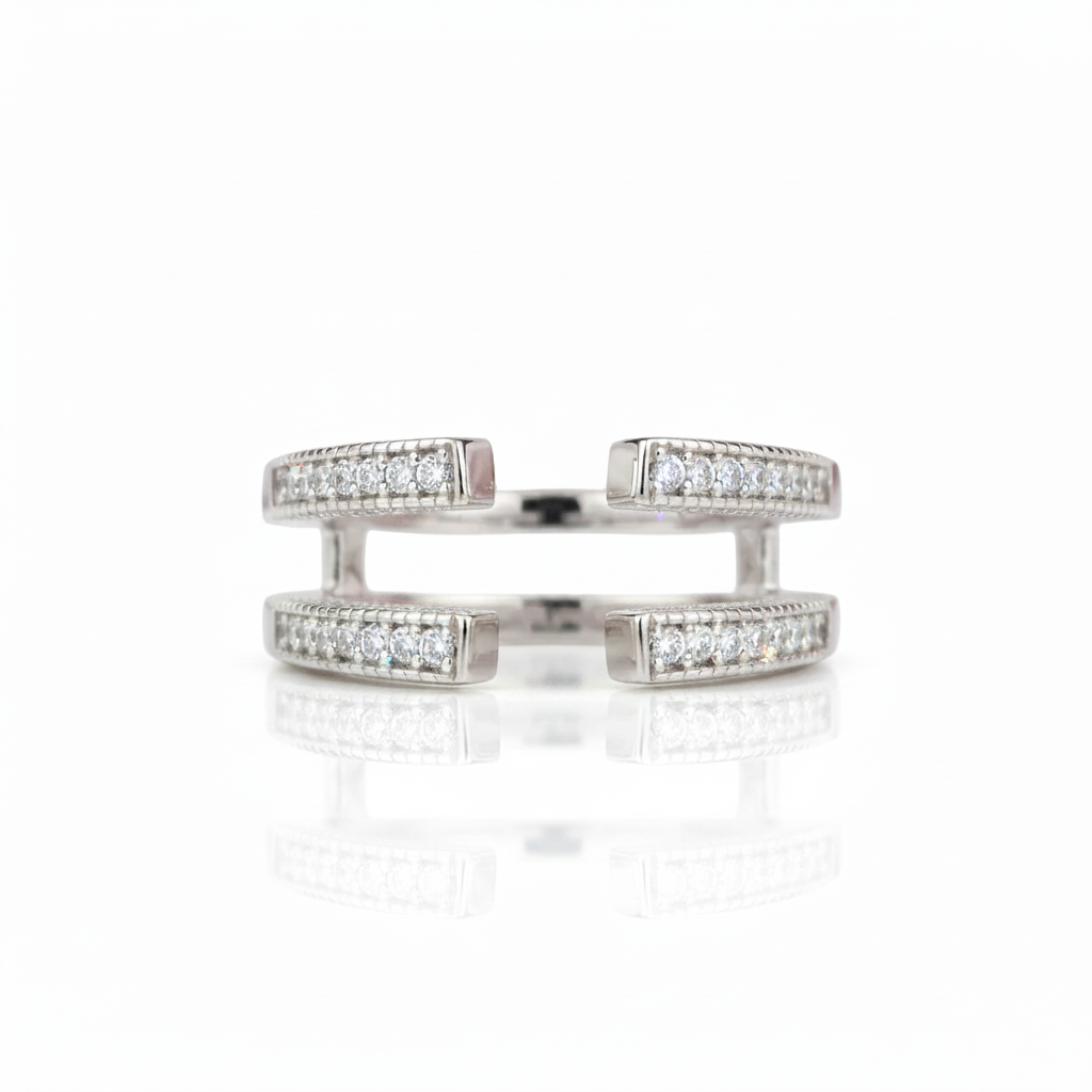 Adjustable Open Guard Diamond Option Enhancer Wedding Band-Black Diamonds New York