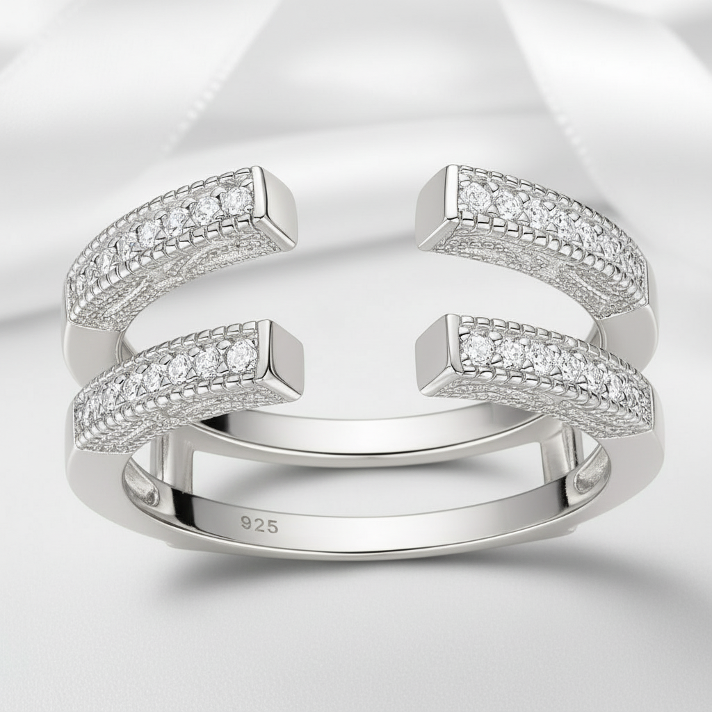 Adjustable Open Guard Diamond Enhancer Wedding Band-Black Diamonds New York