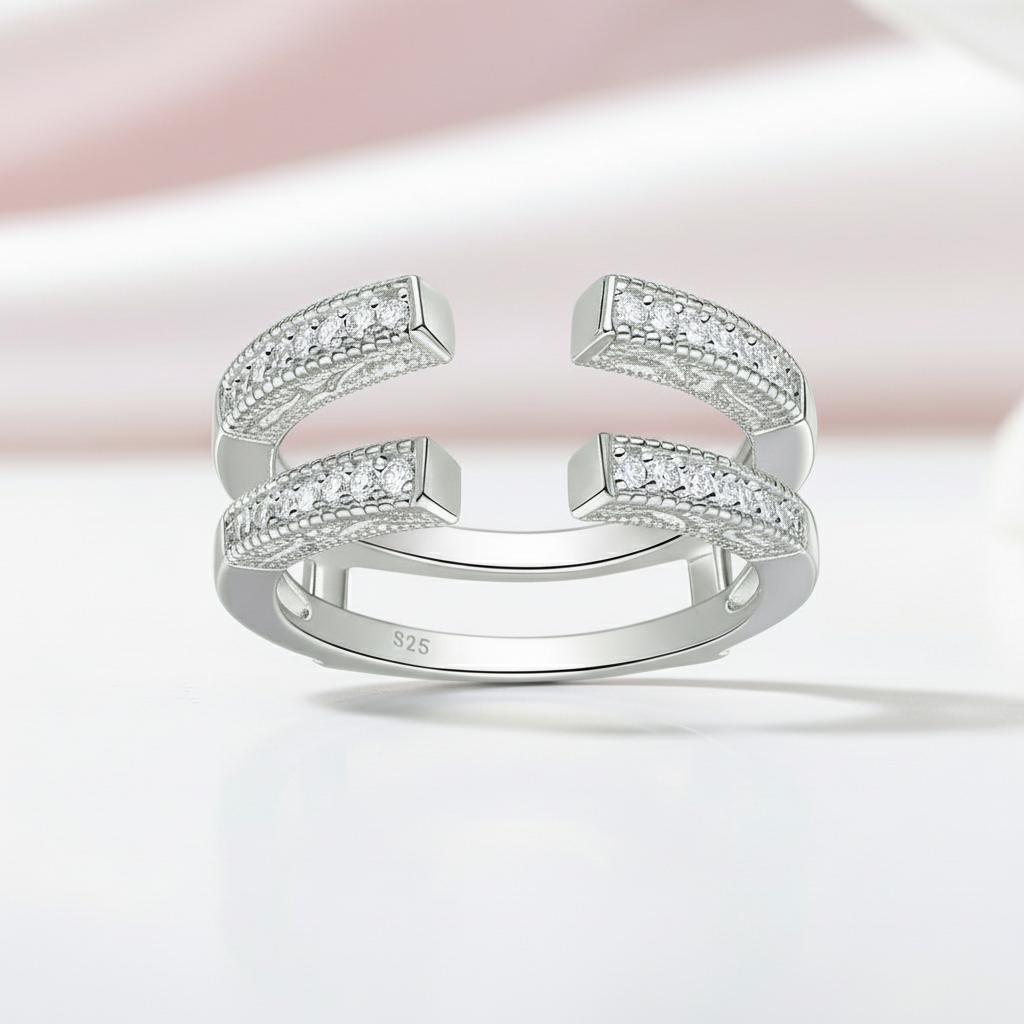 Adjustable Open Guard Diamond Enhancer Wedding Band-Black Diamonds New York