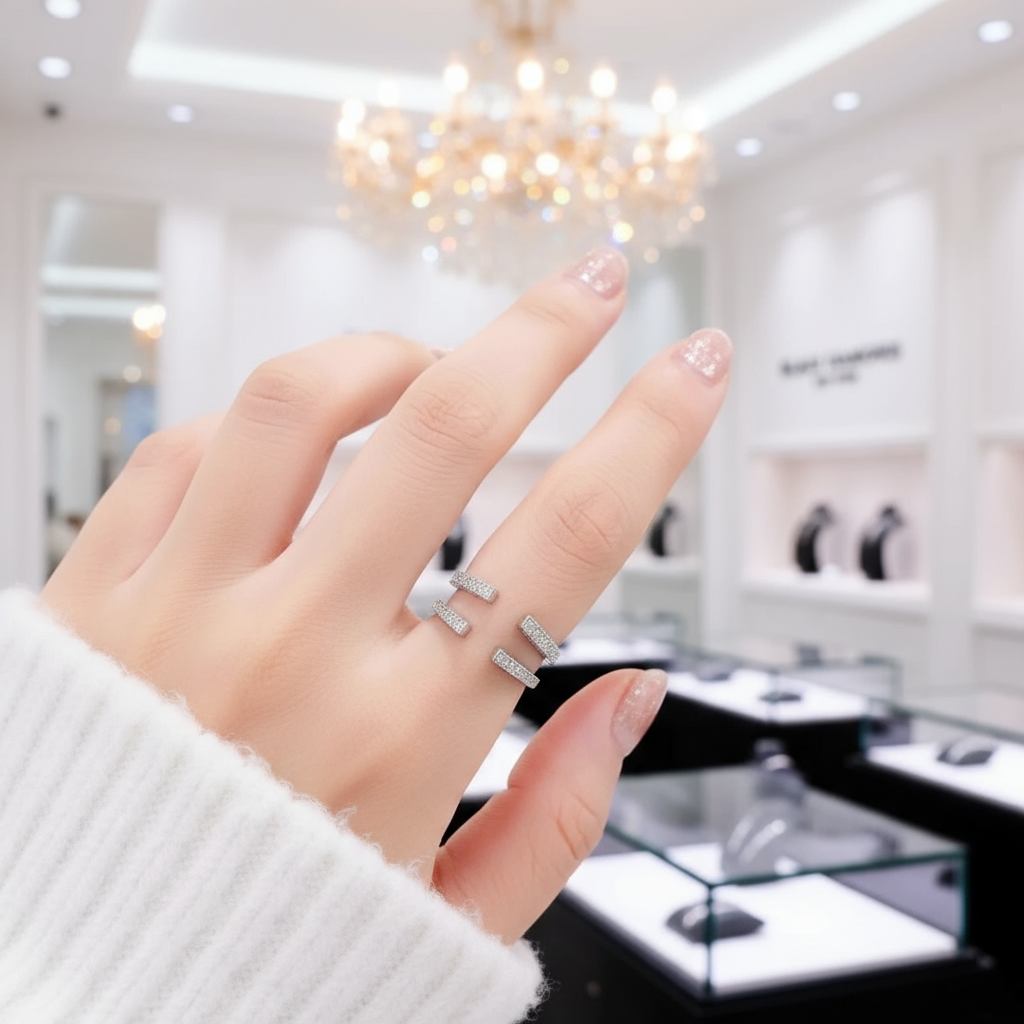 Adjustable Open Guard Diamond Enhancer Wedding Band-Black Diamonds New York