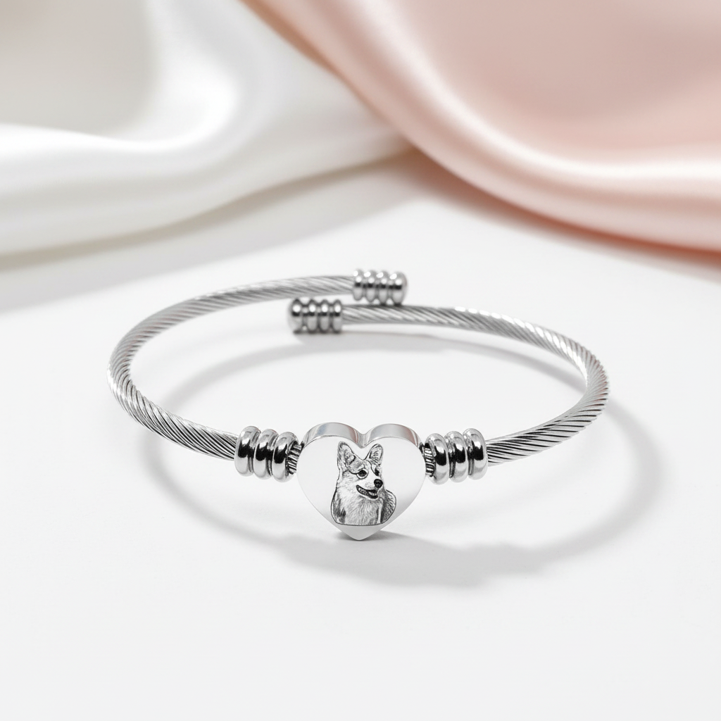 Adjustable Titanium Photo Bracelet-Black Diamonds New York