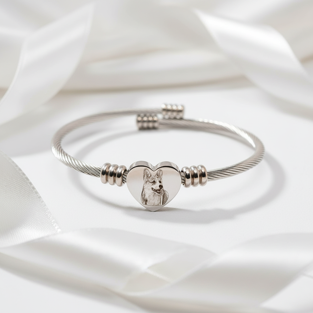Adjustable Titanium Photo Bracelet-Black Diamonds New York
