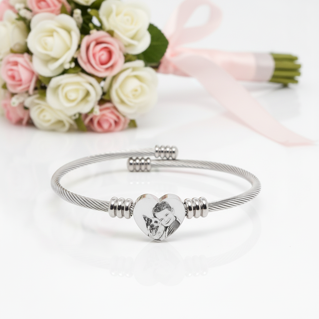 Adjustable Titanium Photo Bracelet-Black Diamonds New York