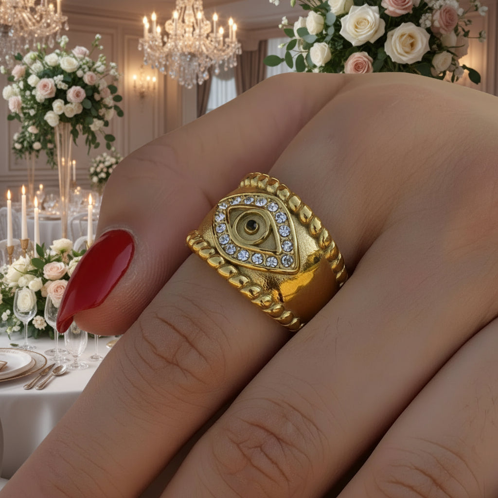 Aesthetic Devil's Eye Women's Wedding Band-Black Diamonds New York