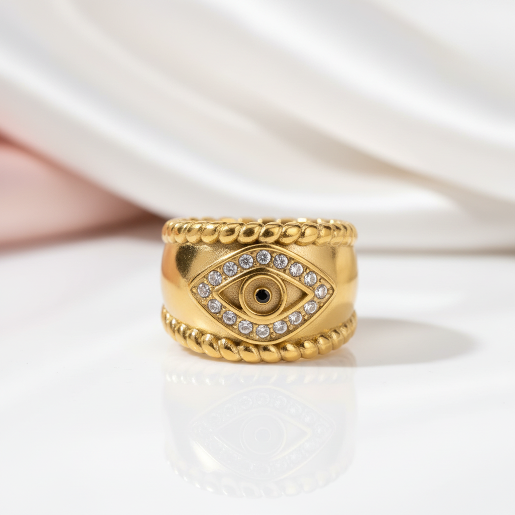 Aesthetic Devil's Eye Women's Wedding Band-Black Diamonds New York