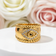 Aesthetic Devil's Eye Women's Wedding Band-Black Diamonds New York