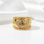 Aesthetic Devil's Eye Women's Wedding Band-Black Diamonds New York