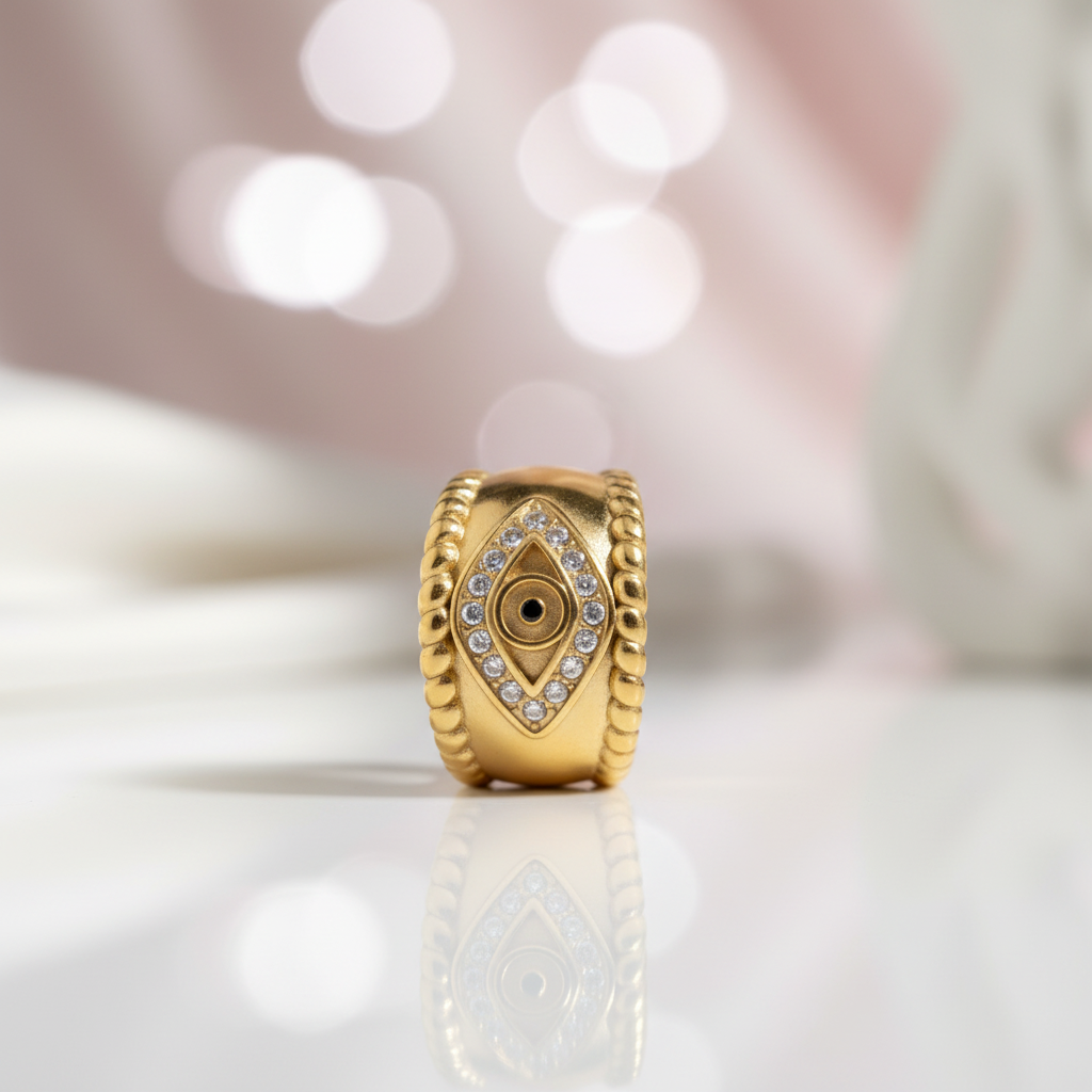 Aesthetic Devil's Eye Women's Wedding Band-Black Diamonds New York