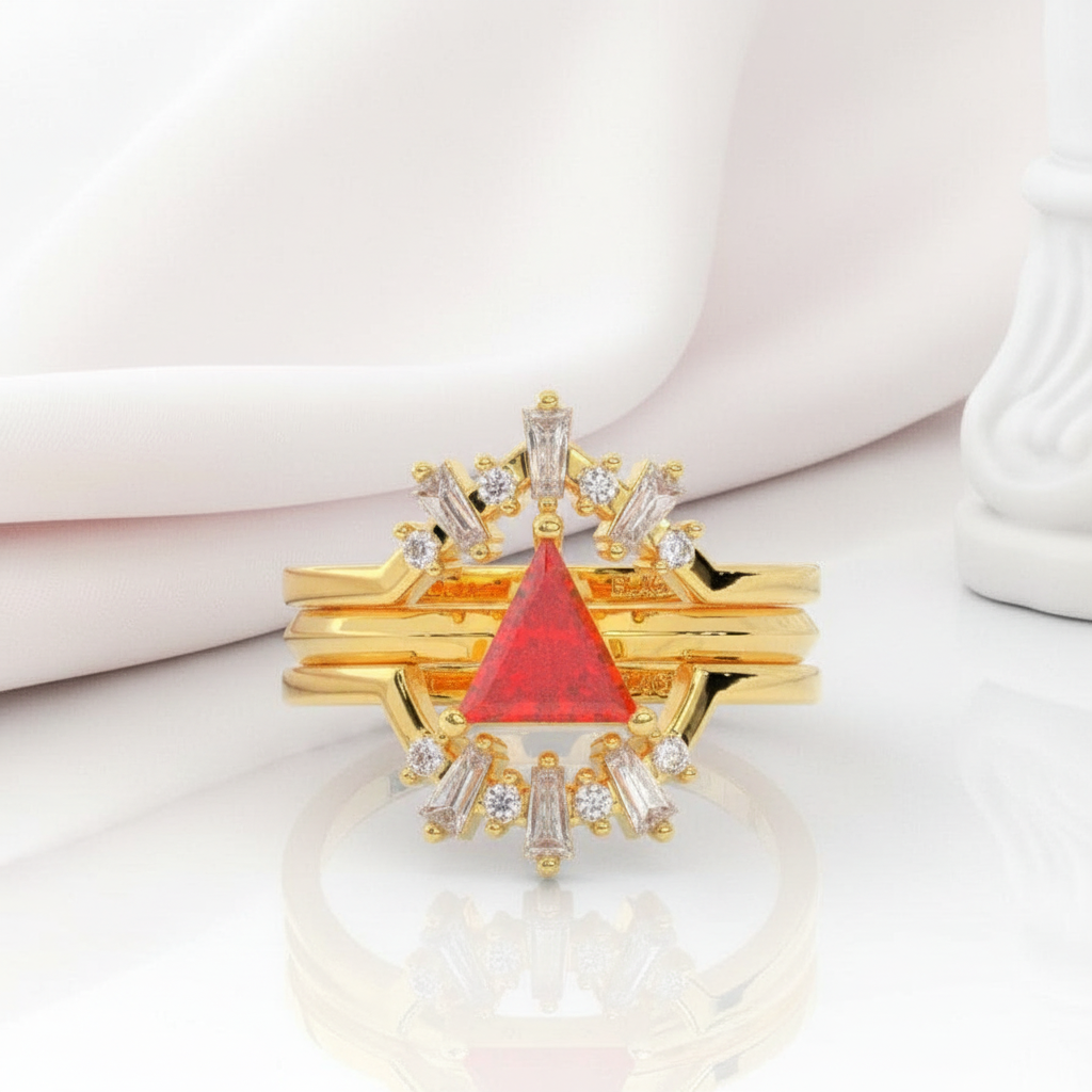 Alchemist 3 Piece Ring Set (Women)- 14k Rose Gold Video Game Inspired Rings-Black Diamonds New York