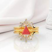 Alchemist 3 Piece Ring Set (Women)- 14k Rose Gold Video Game Inspired Rings-Black Diamonds New York