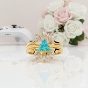 Alchemist 3 Piece Ring Set (Women)- 14k Rose Gold Video Game Inspired Rings-Black Diamonds New York