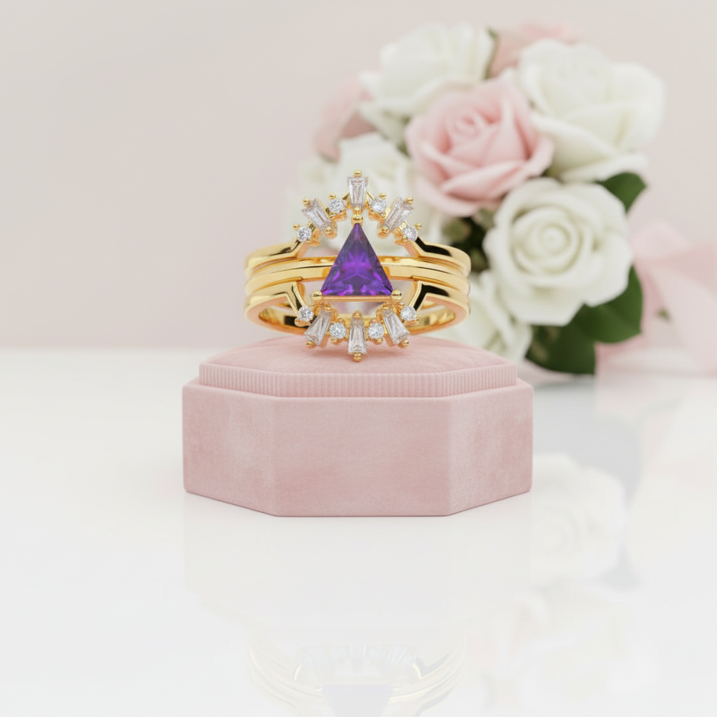 Alchemist 3 Piece Ring Set (Women)- 14k Rose Gold Video Game Inspired Rings-Black Diamonds New York