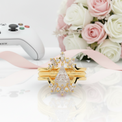 Alchemist 3 Piece Ring Set (Women)- 14k Rose Gold Video Game Inspired Rings-Black Diamonds New York