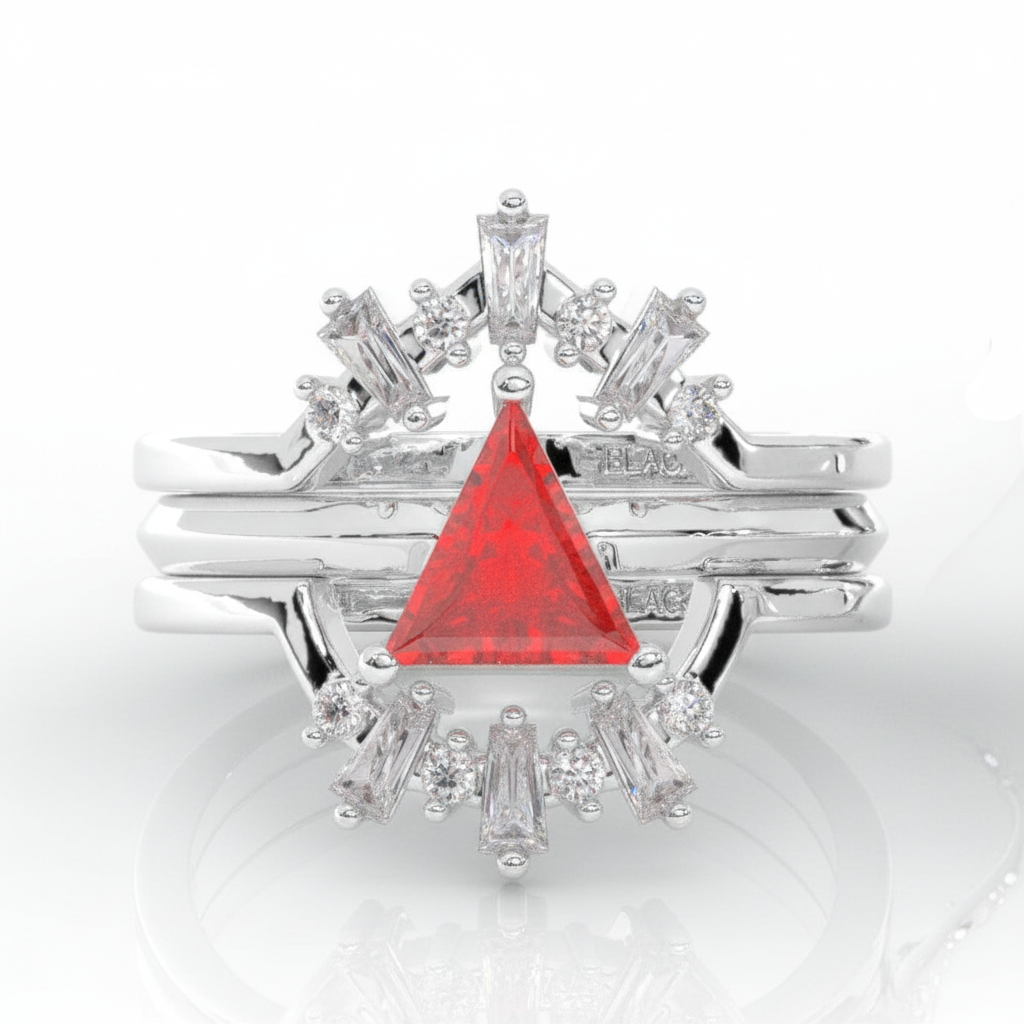 Alchemist 3 Piece Ring Set (Women)- 14k Rose Gold Video Game Inspired Rings-Black Diamonds New York