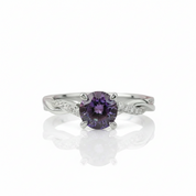 Alexandrite Stone Twist Round Cut Engagement Ring-Black Diamonds New York