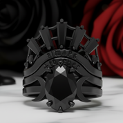 Always and Forever Promise Rings - Oval Cut Diamond Option Gothic Bridal Set in 14K Rose Gold-Black Diamonds New York