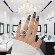 Always and Forever Promise Rings - Oval Cut Diamond Gothic Bridal Set in 14K Rose Gold-Black Diamonds New York