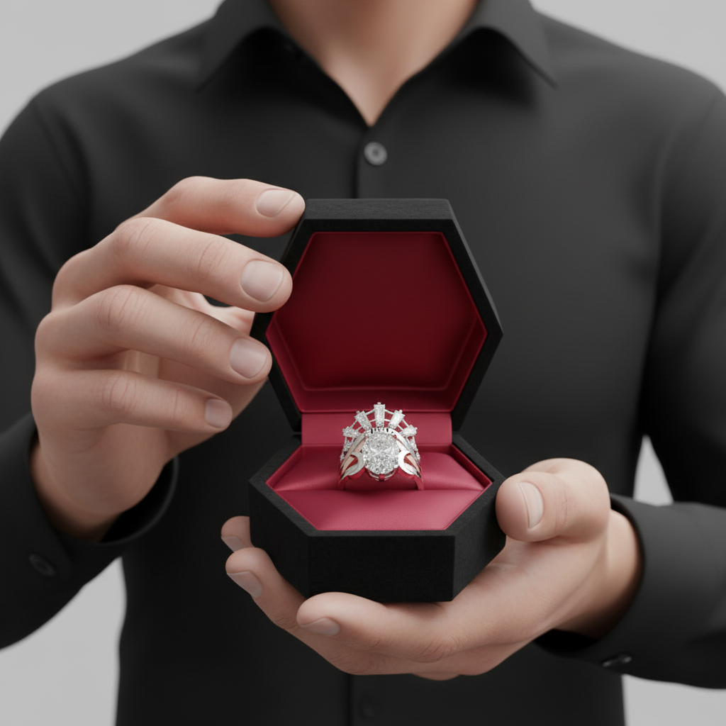 Always and Forever Promise Rings - Oval Cut Diamond Option Gothic Bridal Set in 14K Rose Gold-Black Diamonds New York