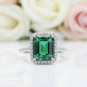 Amazing 3.5 Carat Emerald Cut Halo Engagement Ring-Black Diamonds New York