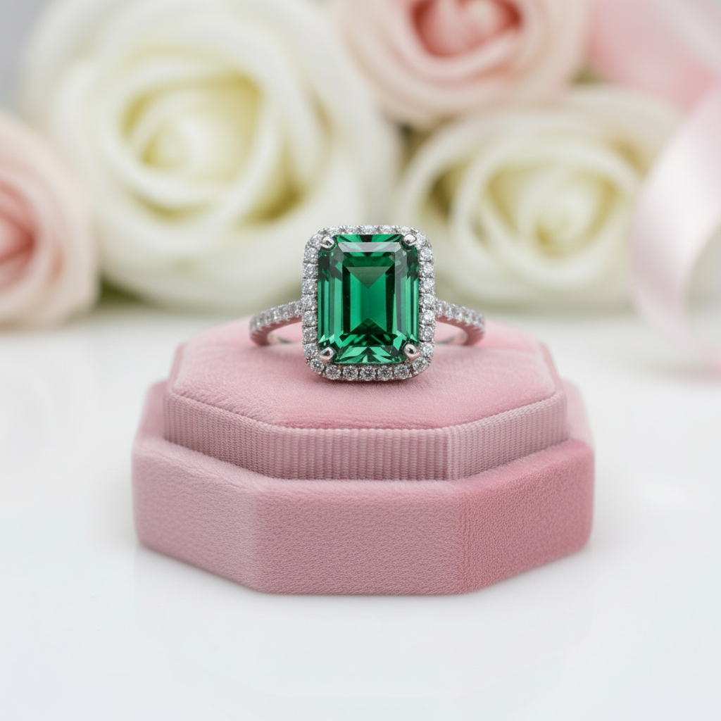 Amazing 3.5 Carat Emerald Cut Halo Engagement Ring-Black Diamonds New York